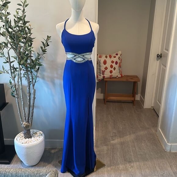 Nordstrom Speechless Spaghetti Strap Beaded Cut-Out Waist Long Dress New! - Picture 2 of 11